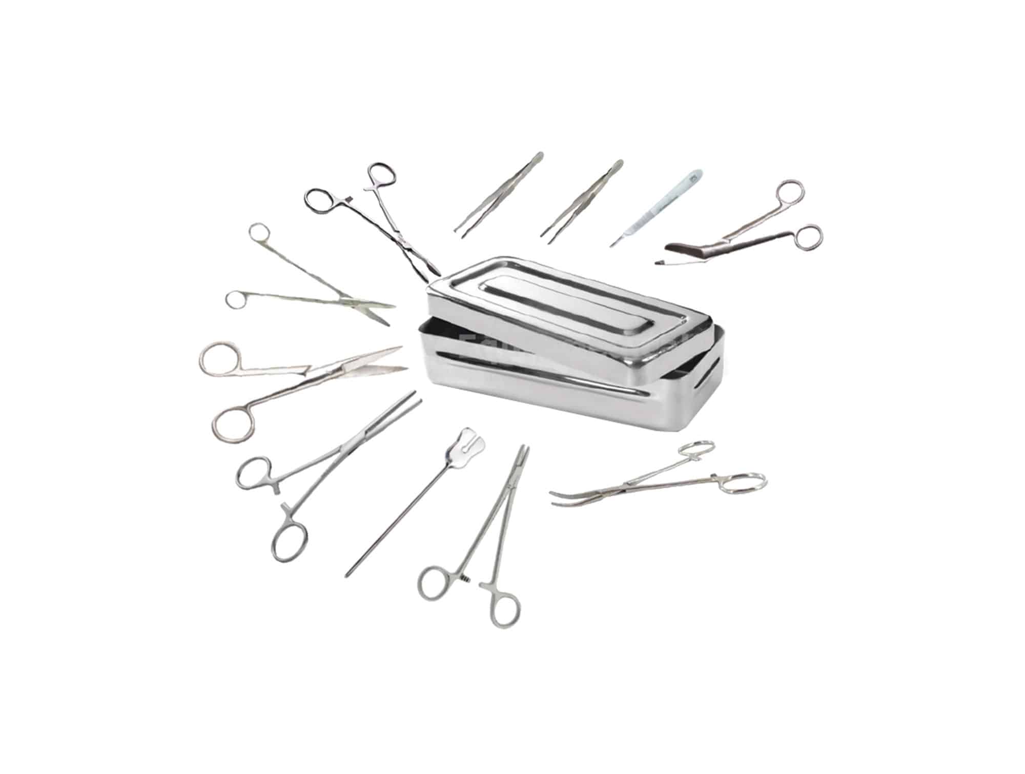 Boîte à 11 instruments en inox pour petite chirurgie