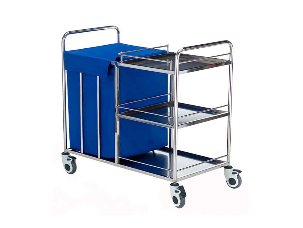 Chariot-à-linge-inox-avec-3-plateaux