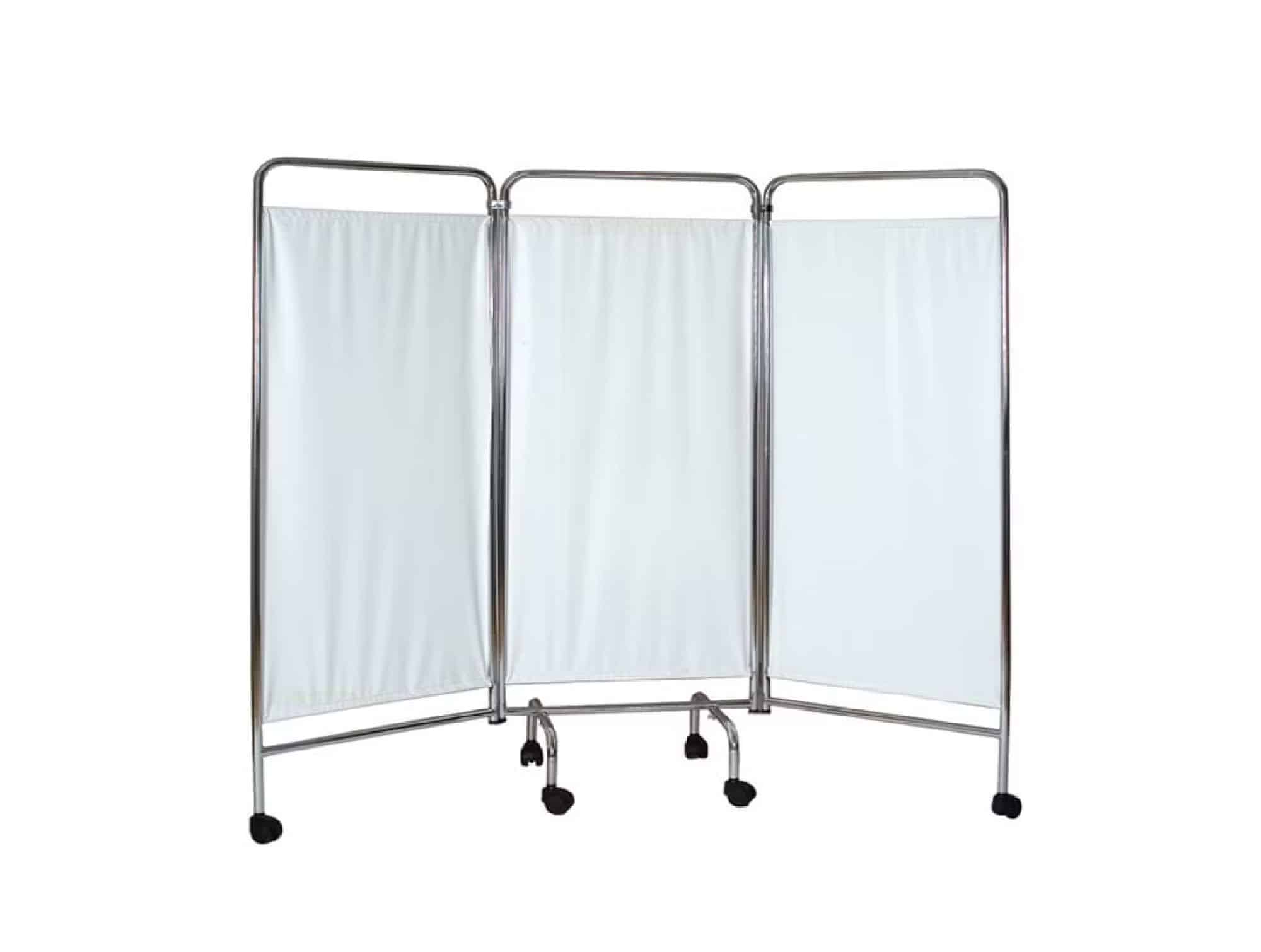 Paravent 3 volets en inox sur roulettes