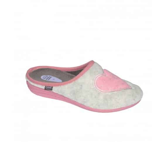 Chausson Creamy Heart Gris Rose
