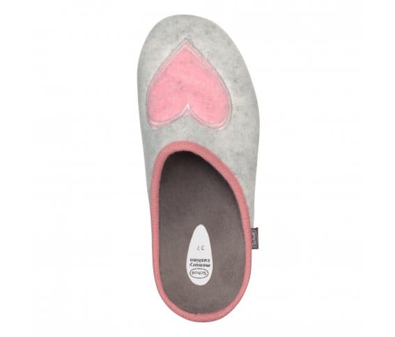 Chausson Creamy Heart Gris Rose