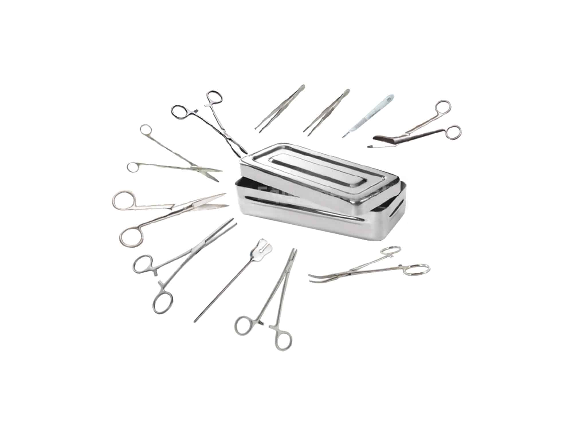 Boîte à 11 instruments en inox pour petite chirurgie