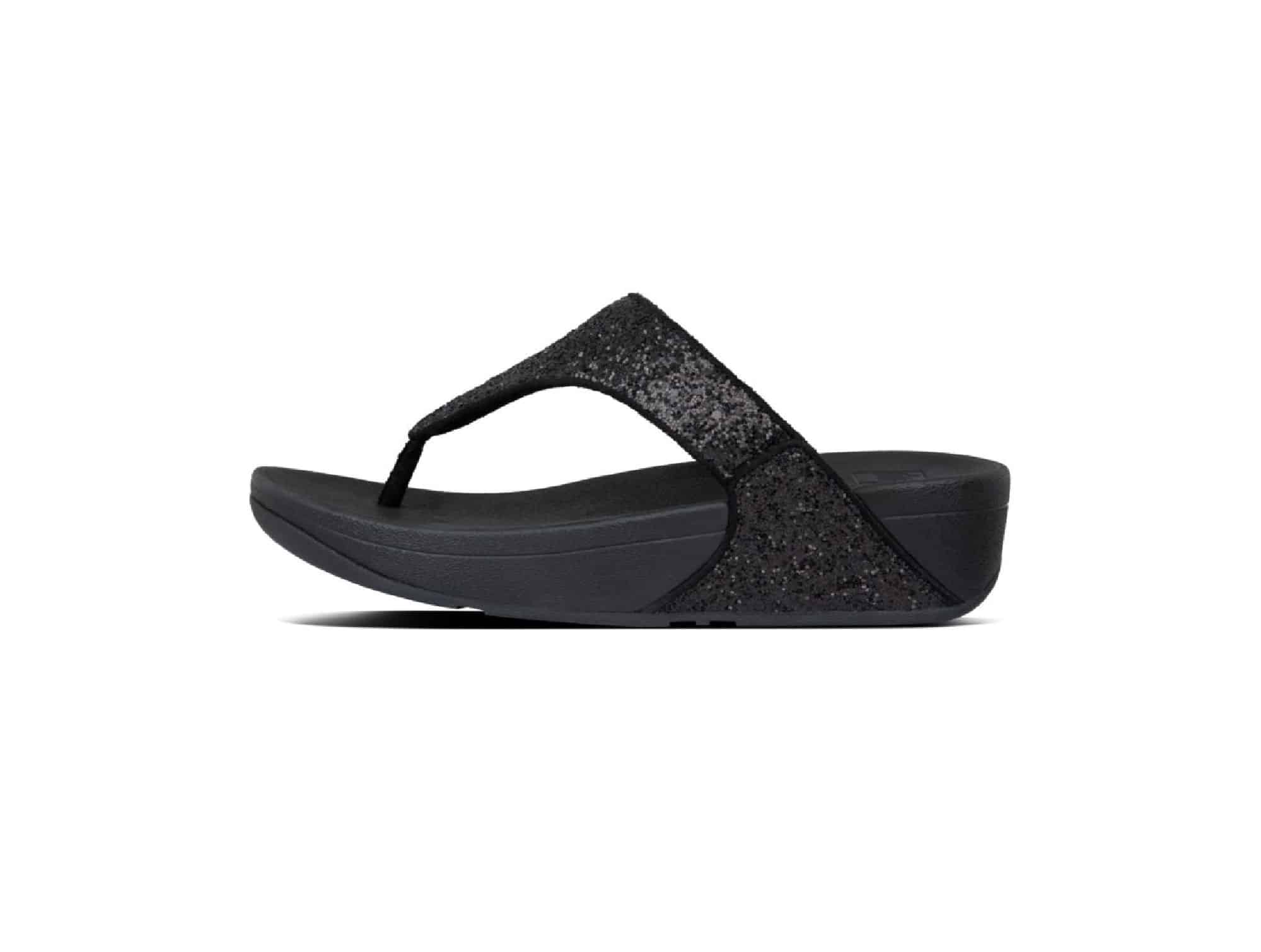 Tong Lulu Glitter Toe Noir