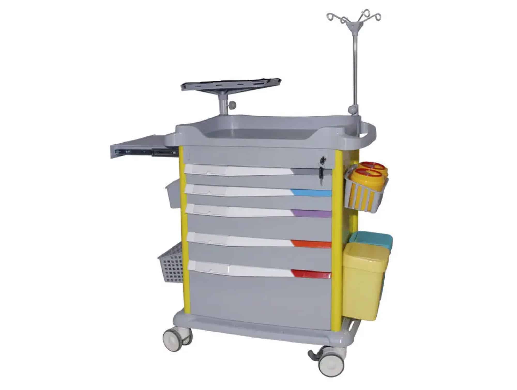 Chariot de soin d'urgence à 5 tiroirs