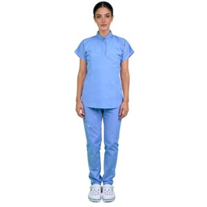 Pyjama de Bloc Col V Bleu-Femme (5)