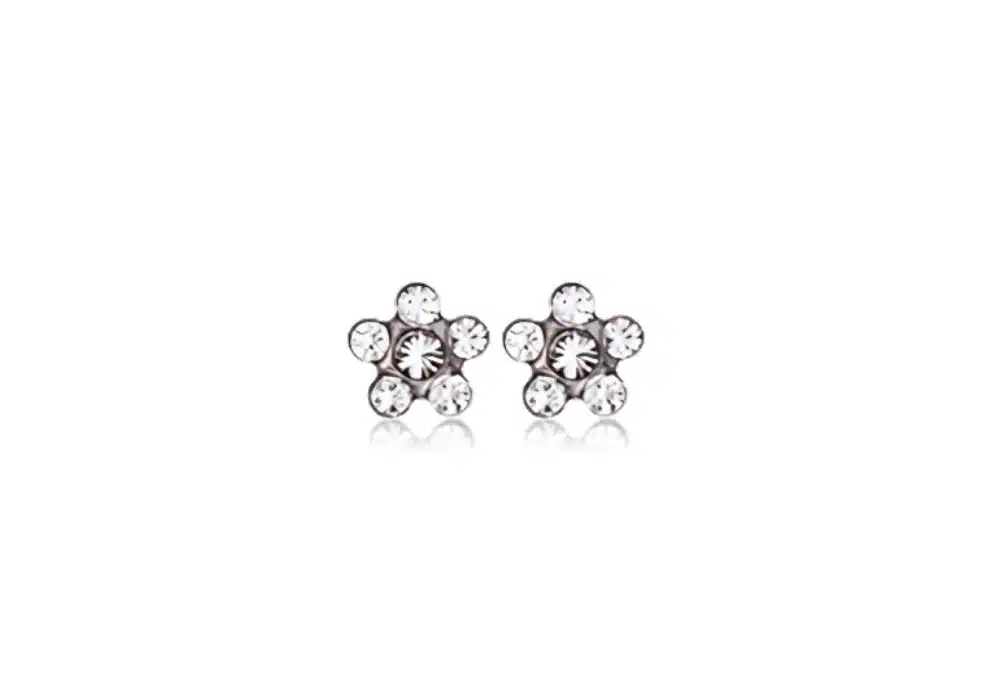 Boucles d'oreilles Fleur cristal blanche
