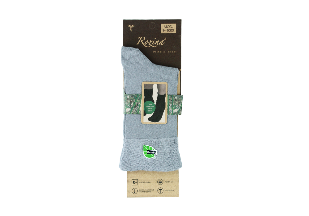 Chaussettes Diabétiques en Bambou Gris Clair