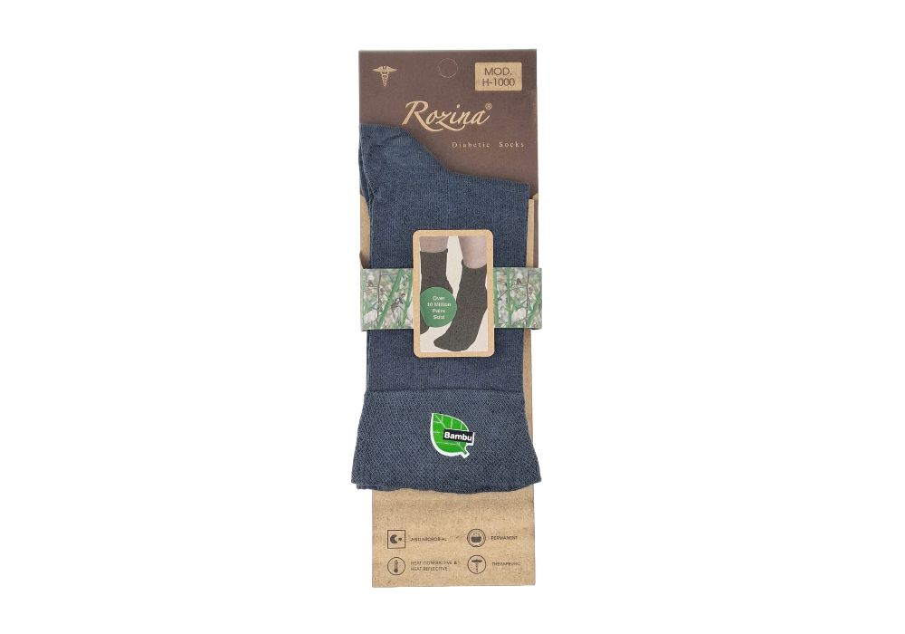  Chaussettes Diabétiques en Bambou Gris foncé
