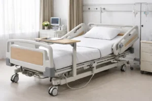 Lit médicalisé électrique avec barrières et matelas pour maintien à domicile au Maroc